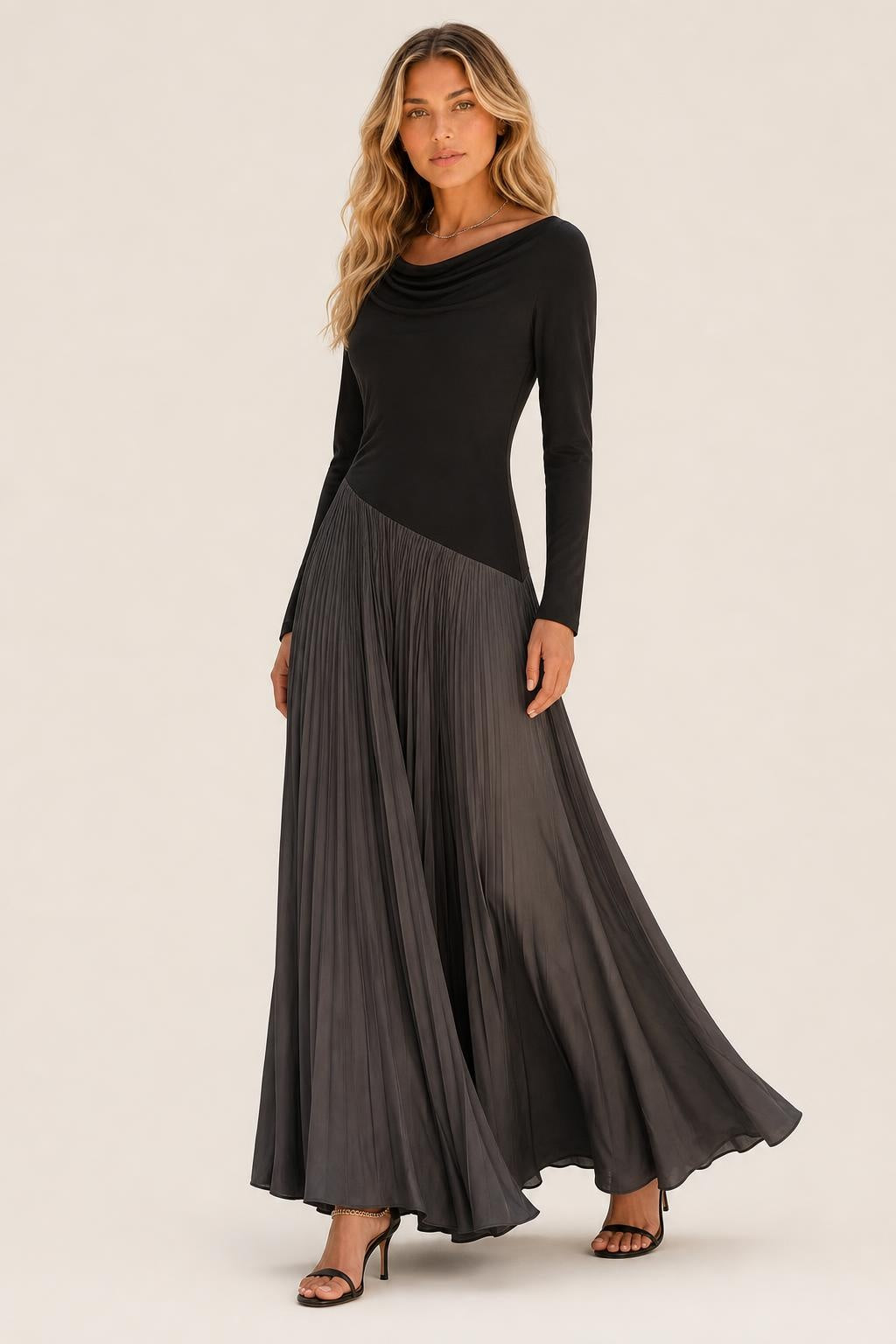 Celeste Draped Colour-Block Maxi Dress — studio_three_quarter — Sofia [c2d4cc6e-259f-4b7a-bf7d-b53581129a09]