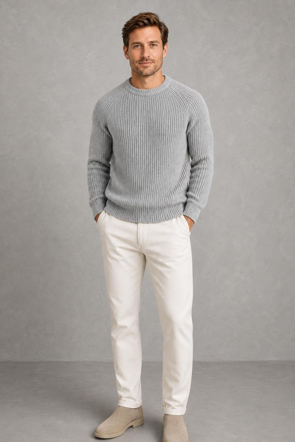 Adam | Raglan Ribbed Crew-Neck Jumper — studio_front — Charles [6d688eaf-b04c-469c-9882-c0131030ec23]