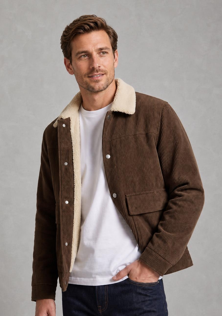 Thomas | Fleece-Collar Corduroy Jacket — studio_three_quarter — Charles [1df41ab3-36e5-4777-af0e-0a71f911d2aa]