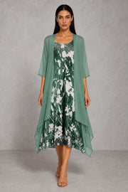 Additional view of Olivia | Floral Two-Layer Midi Dress