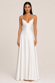 Delfina | V-Neck Satin Maxi Dress