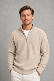 Jude | Ribbed Quarter-Zip Jumper — studio_front — Charles [e43ff478-3453-4f06-ace5-28c0c17ab853]