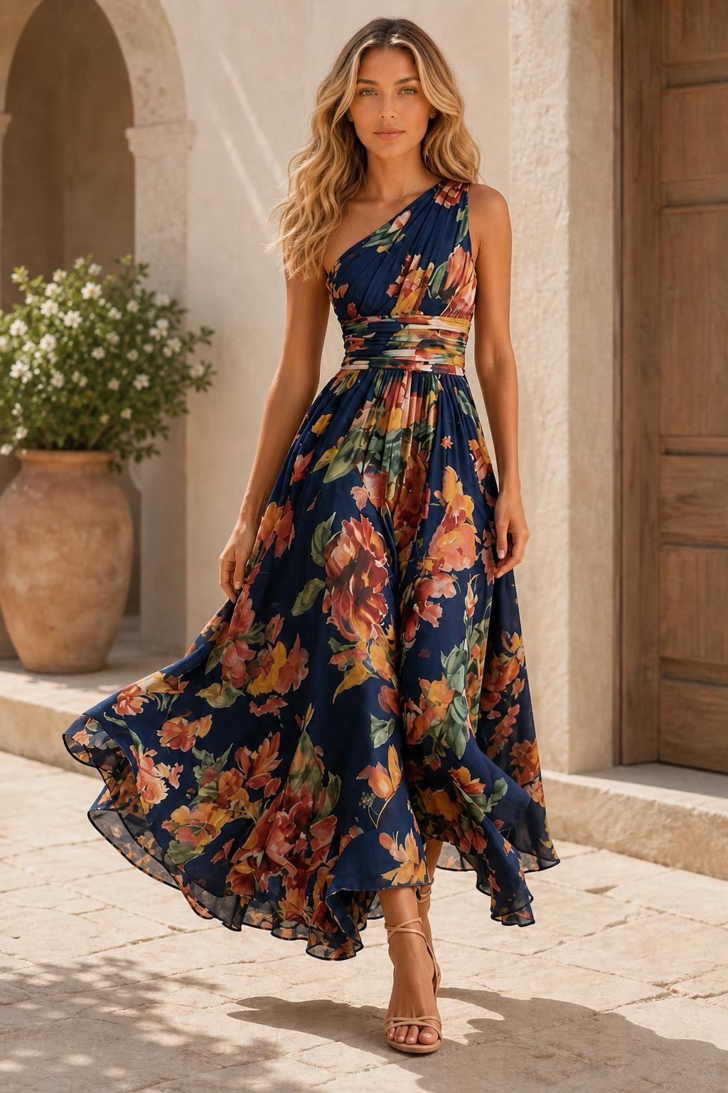 Celeste | One-Shoulder Floral Maxi — lifestyle — Sofia [1eba1086-47ae-44aa-b622-8c5ebe7fe14a]