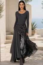 Georgia | Animal-Print Overlay Knit Maxi Dress