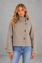 Lola | Asymmetric High-Collar Jacket — studio_front — Sofia [23d4a29a-380e-4192-8a04-5d31d1811b70]