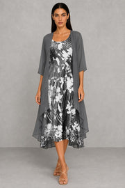 Additional view of Olivia | Floral Two-Layer Midi Dress