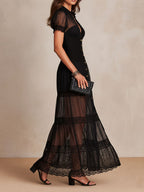 Rafaela | Puff-Sleeve Tulle & Lace Maxi Dress