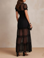 Rafaela | Puff-Sleeve Tulle & Lace Maxi Dress