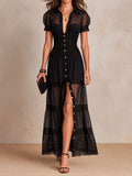 Rafaela | Puff-Sleeve Tulle & Lace Maxi Dress