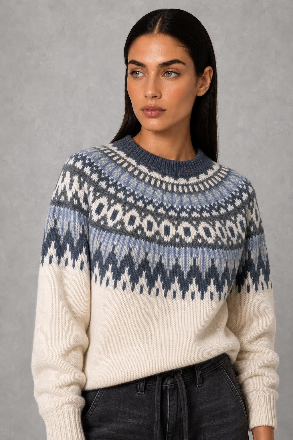 Eden | Patterned-Yoke Crew-Neck Jumper — studio_closeup — Helena [3bb4c3b2-2949-4dee-9239-3c158eec1f03]