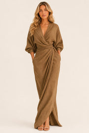 Additional view of Paloma | V-Neck Linen-Blend Maxi Dress