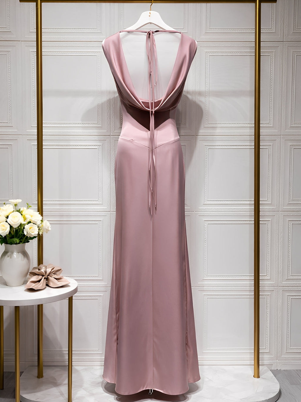 Additional view of Daphne | Cowl-Neck Backless Satin Maxi Dress