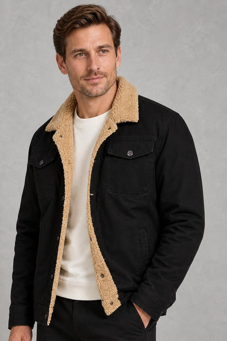 Sebastian | Fleece-Collar Trucker Jacket — studio_three_quarter — Charles [2f69c9e4-1e1e-49b5-8dfd-1b0e0e10d560]