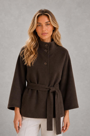 Elena | Tie-Waist Wide-Sleeve Jacket — studio_front — Sofia [9137b3bf-0a27-4750-bc83-0b0319183a6c]