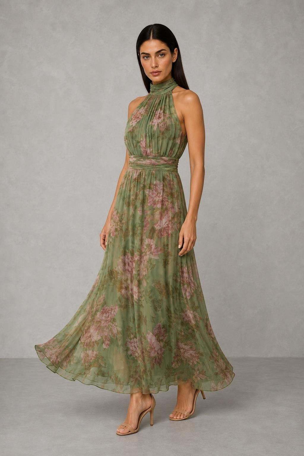 Mirelle™ Gathered Halter Midi Dress — studio_three_quarter — Helena [1dd62cd5-2c94-4900-8450-45e0233e4c1b]
