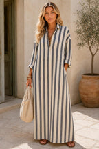 Additional view of Nadia | Striped Shirt Maxi Dress