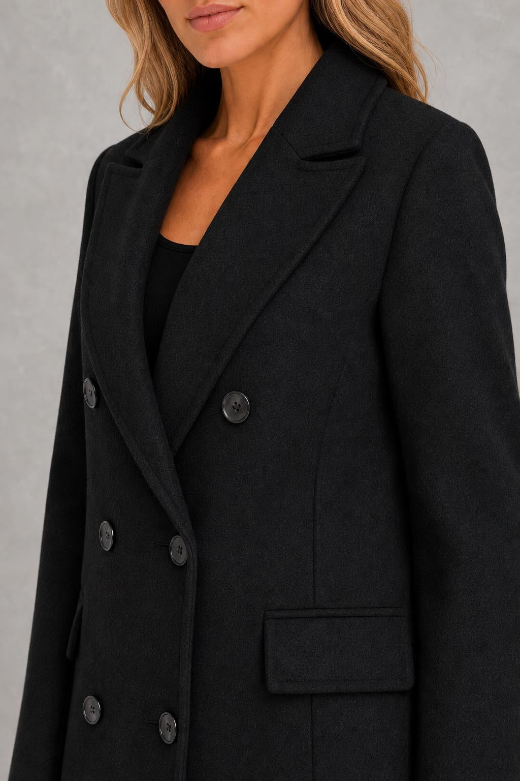Ellie | Longline Double-Breasted Coat — studio_closeup — Sofia [036f4d4b-6a51-4bb4-8655-2ecb5b96d78a]