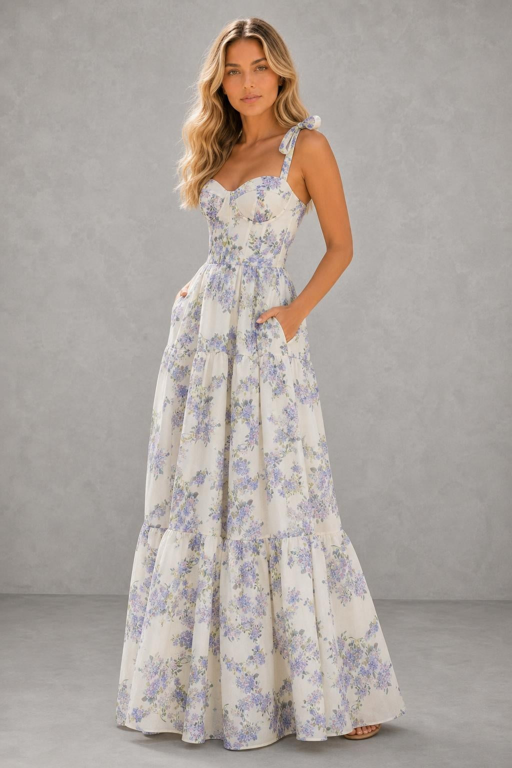 Millera Floral Bow-Strap Maxi Dress — studio_three_quarter — Sofia [dbaba825-d2d5-4971-995f-e7cbe3685a45]