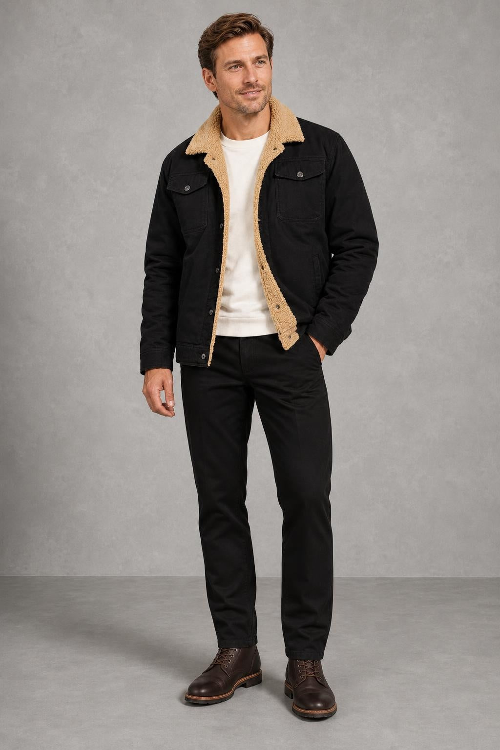 Sebastian | Fleece-Collar Trucker Jacket — lifestyle — Charles [f7285df7-ae35-48c5-a0d0-672fff805e04]