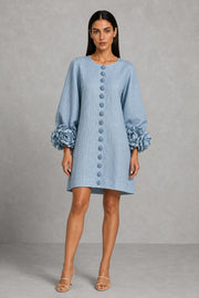 Additional view of Henrietta | Rosette-Cuff Button-Front Mini Dress
