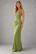 Eva | Lace-Up Back Ruched Maxi Dress — studio_three_quarter — Sofia [f517f976-adac-49d0-a084-a57f4504034e]