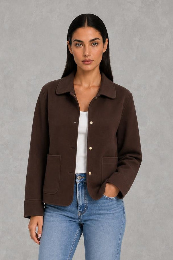 Molly | Patch-Pocket Collared Jacket — studio_front — Helena [cd3d0f13-fbf7-4411-b60a-f962a5c4481b]