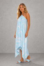 Additional view of Amara | Printed Halter Asymmetric Maxi Dress