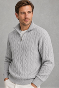 David | Cable-Knit Quarter-Zip Jumper — studio_three_quarter — Charles [381b4355-fc33-44e3-80f6-a25eaa43bcff]