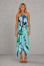 Additional view of Amara | Printed Halter Asymmetric Maxi Dress