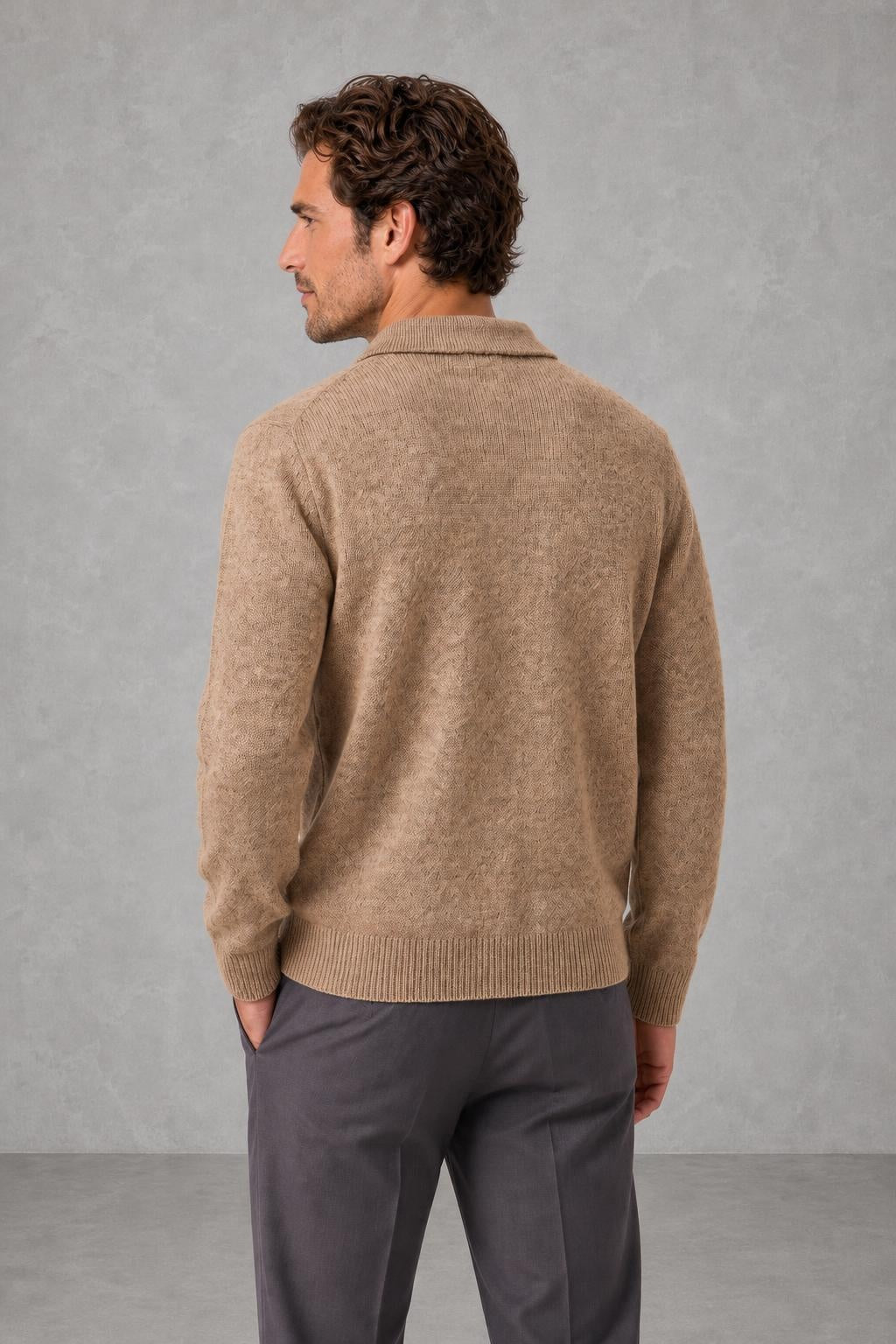 Jack | Three-Button Knitted Polo Jumper — studio_back — James [97340696-b8f2-4a9a-8fec-ffc996988960]