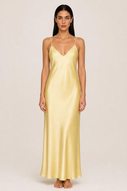 Emília | V-Neck Satin Maxi Dress
