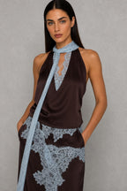 Chocolate Blue Lace Top and Skirt Set — studio_closeup — Helena [7cc361bf-7612-40df-acbb-d3cff5f68bc0]