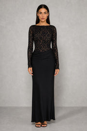 Additional view of Elodie | Lace V-Neck Mermaid Evening Gown