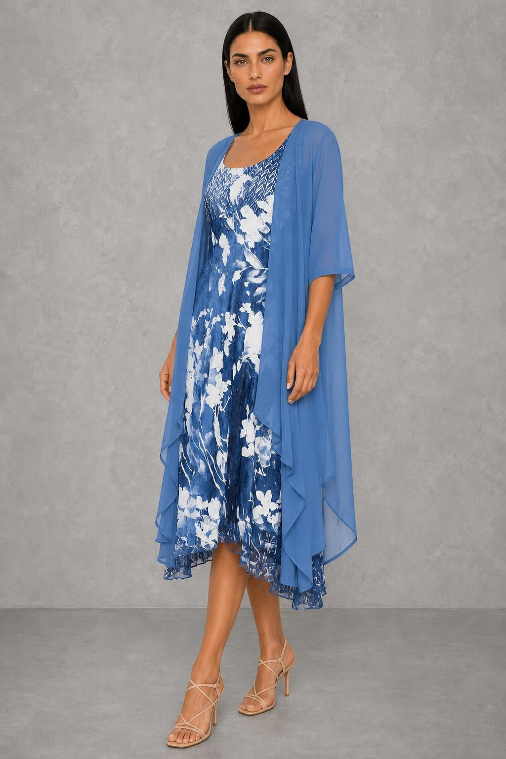 Additional view of Olivia | Floral Two-Layer Midi Dress