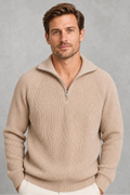 Daniel | Ribbed Quarter-Zip Jumper — studio_front — Charles [f2d6d059-bf5d-412f-ac13-16859e894a64]