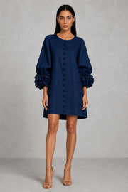 Additional view of Henrietta | Rosette-Cuff Button-Front Mini Dress