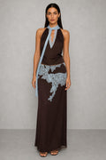 Chocolate Blue Lace Top and Skirt Set — studio_front — Helena [79832030-589c-4c4a-93ac-ef80b16c8298]