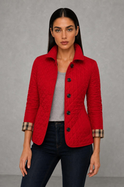 Tessa | Check-Cuff Quilted Jacket — studio_front — Helena [75d3027d-e9bc-4e97-8f28-6fac7d23ee8e]