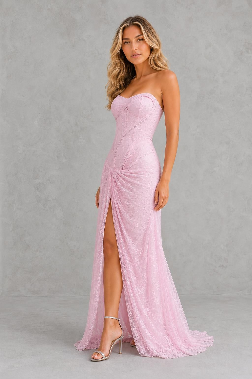 Women's Strapless Lace Maxi Dress – Corset Evening Gown (Copy) — studio_three_quarter — Sofia [eda29b79-d48c-4805-ae87-4b63c55ae6f3]