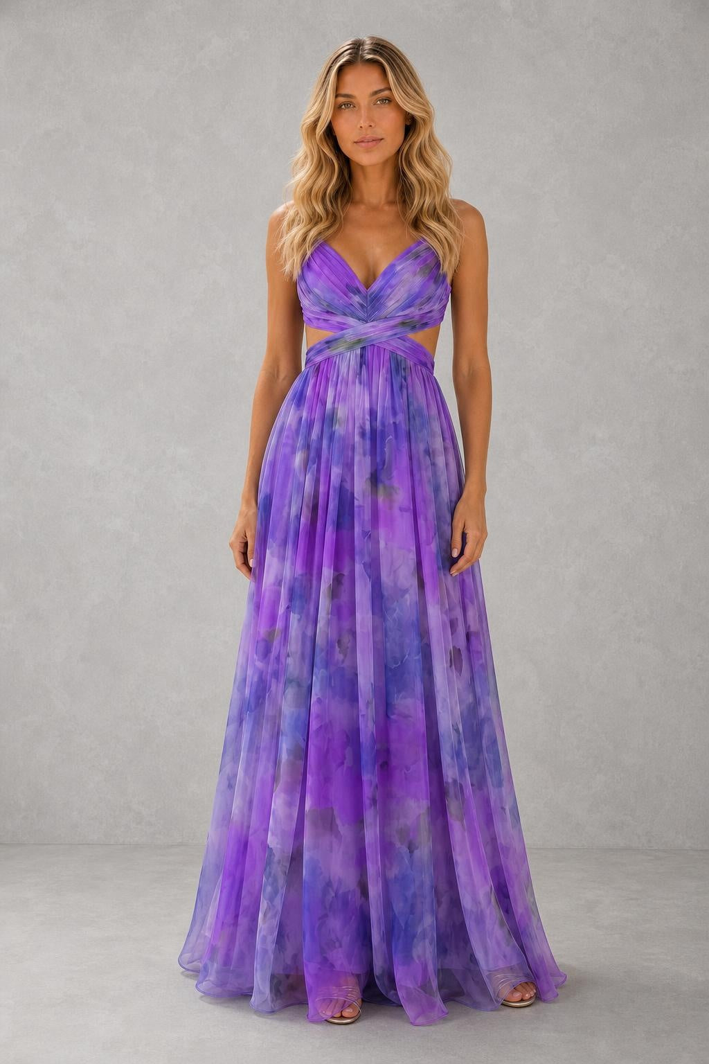 Isel™ Soft Wrap Maxi Dress — studio_front — Sofia [5267fe01-0e9d-4180-9dc6-3afd8b07e875]