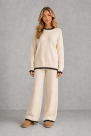 Daisy | Contrast-Trim Knit Trouser Set — studio_front — Sofia [769f9e1b-f0fd-426b-a706-9cfe3987623e]