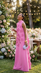 Cecilia | 3D Floral High-Neck Maxi Dress