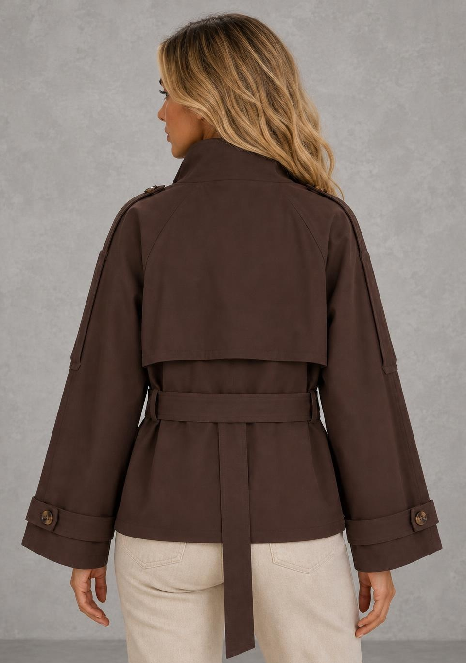 Layla | High-Collar Belted Trench Jacket — studio_back — Sofia [aaec2a54-ad87-44a0-b8d6-bd32b0378971]
