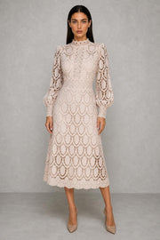 Ivey Openwork Lace Midi Dress — studio_front — Helena [0f8edb25-2ef7-4556-8cb0-b620200e75cd]