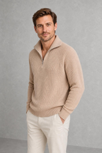 Daniel | Ribbed Quarter-Zip Jumper — studio_three_quarter — Charles [857d2a8c-ea8c-4f52-8650-2a3eaac63b16]