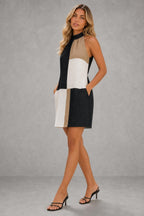 Additional view of Sabrina | Colour-Block Halter Mini Dress