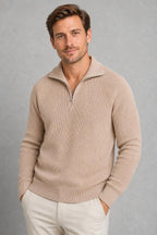 Daniel | Ribbed Quarter-Zip Jumper — studio_closeup — Charles [4949904d-3d78-4252-afa7-bbe957684115]
