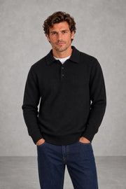 Jack | Three-Button Knitted Polo Jumper — studio_front — James [82464032-a088-4e78-aec4-08b29dfcac11]