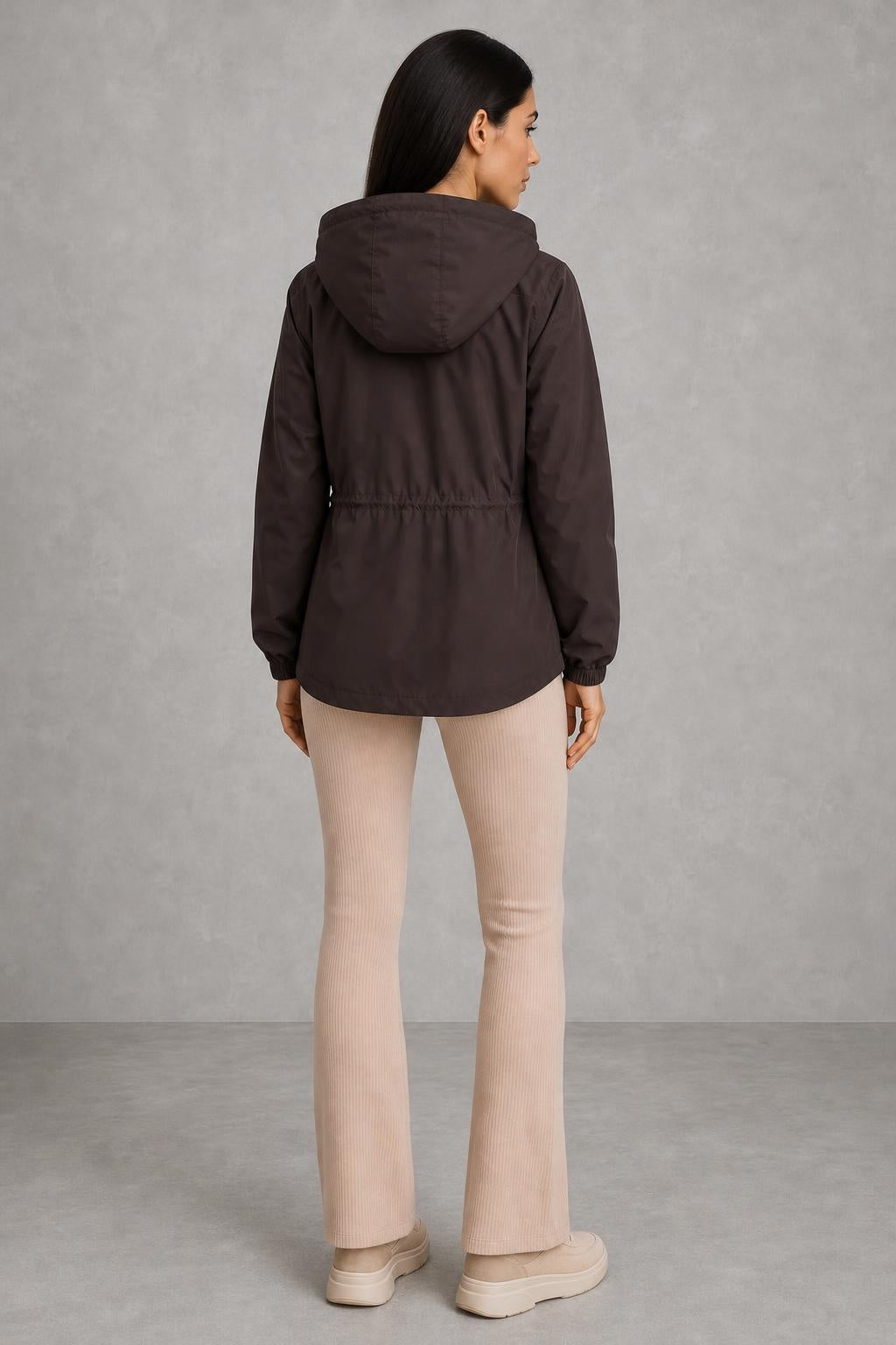 Lucy | Drawstring-Waist Hooded Jacket — studio_back — Helena [0db0eb04-31db-44f0-9ebd-7a3719d0a308]