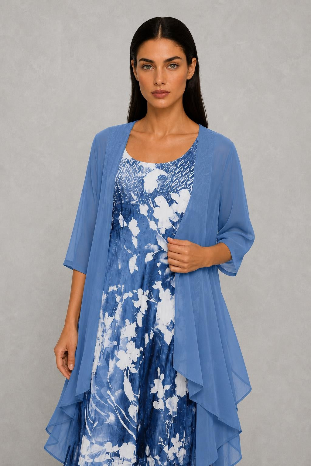 Additional view of Olivia | Floral Two-Layer Midi Dress